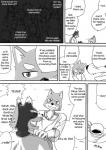 anthro black_body black_fur canid canine canis clothing comic cotton_(artist) dialogue domestic_dog english_text fur greyscale male mammal monochrome natsume_(tooboe_bookmark) nitobe text tooboe_bookmark tuft