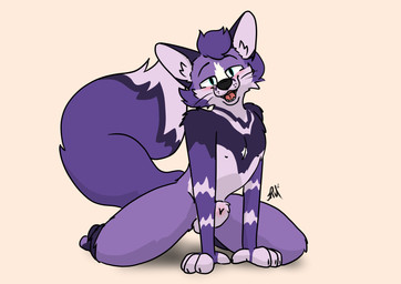 animal_genitalia animal_penis anthro balls barely_visible_genitalia barely_visible_penis blush body_blush canine_genitalia canine_penis fluffy_balls fur genitals nude penis presenting sheath simple_background sitting sitting_on_ground smile smiling_at_viewer solo tail teasing whiskers raposanaranja morice_(character) canid canine canis fox mammal absurd_res hi_res