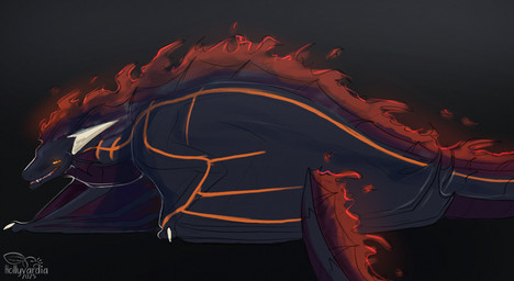 ambiguous_gender black_body black_scales feral fur horn mane membrane_(anatomy) membranous_wings orange_eyes red_body red_fur red_mane scales solo tail tapering_tail white_horn wings hollyvardia mythology storm_(wyvern) dragon mythological_creature mythological_scalie scalie hi_res