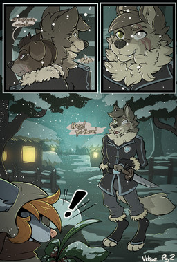anthro clothed clothing dialogue female fur group male snow snowing text howlart terra_cruxis aleks_(howlart) crissi_(howlart) vitae_(howlart) canid canine canis domestic_dog mammal comic digital_media_(artwork) english_text hi_res