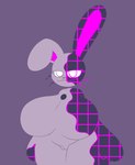 anthro big_breasts breasts featureless_breasts female flexible genitals grin grinning_at_viewer huge_breasts no_shading one_leg_up purple_background purple_body purple_eyes pussy raised_leg simple_background smile solo splits spread_legs spreading standing thick_thighs whiskers alphasoup five_nights_at_freddy's scottgames bunglitch_(alphasoup) fan_character digital_creature humanoid lagomorph leporid mammal rabbit cool_colors digital_drawing_(artwork) digital_media_(artwork) lineless restricted_palette