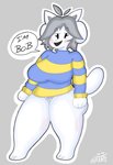 anthro anthrofied breasts clothed clothing female hair solo white_body lewd_dorky undertale undertale_(series) bob_(undertale) temmie_(undertale) mammal tem hi_res