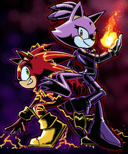 anthro back_to_back clothing cosplay costume duo electricity eye_contact female fire green_eyes hair hero looking_at_another looking_back male male/female ponytail princess royalty smile smirk superhero superhero_costume yellow_eyes frank0o1 dc_comics idw_publishing sega sonic_the_hedgehog_(comics) sonic_the_hedgehog_(idw) sonic_the_hedgehog_(series) teen_titans blaze_the_cat sonic_the_hedgehog starfire_(teen_titans) the_flash domestic_cat eulipotyphlan felid feline felis hedgehog mammal hi_res