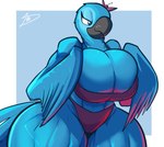 anthro anthrofied arm_feathers athletic athletic_anthro athletic_female beak big_breasts bikini blue_body blue_eyes blue_feathers breast_squish breasts bulging_breasts cleavage cleavage_overflow clothed clothing curvy_anthro curvy_female curvy_figure eyelashes feathers female flower hourglass_figure hourglass_figured_anthro hourglass_figured_female huge_breasts muscular muscular_anthro muscular_female muscular_thighs plant red_bikini red_clothing red_swimwear simple_background skimpy skimpy_bikini small_waist smile solo squish swimwear tail tail_feathers thick_thighs two-piece_swimsuit voluptuous wide_hipped_anthro wide_hipped_female wide_hips winged_arms wings dreamerknight 20th_century_fox blue_sky_studios rio_(series) jewel_(rio) avian bird macaw neotropical_parrot parrot spix's_macaw true_parrot 2023 absurd_res digital_drawing_(artwork) digital_media_(artwork) hi_res signature