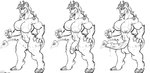 alternate_form breasts genitals gynomorph hooves horn intersex looking_at_viewer muscular penis solo spade_tail spikes tail transformation bigshow eradragon kyera draus succubat hi_res monochrome herm_(lore)