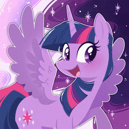 abstract_background blush female feral horn looking_at_viewer smile smiling_at_viewer solo sparkles wings 3ggmilky friendship_is_magic hasbro my_little_pony mythology twilight_sparkle_(mlp) equid equine mammal mythological_creature mythological_equine winged_unicorn 1:1 hi_res