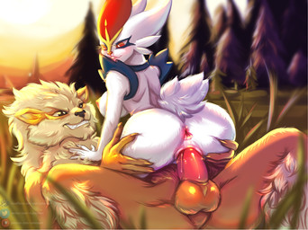 anthro anthro_on_anthro anthro_penetrated anthro_penetrating anthro_penetrating_anthro anus areola balls big_breasts blurred_background blurred_foreground bodily_fluids breasts brown_eyes buckteeth butt butt_grab cheek_tuft claws cowgirl_position depth_of_field detailed_background duo erection eyelashes facial_tuft female female_on_top female_penetrated field forest from_front_position genital_fluids genitals grin hand_on_butt large_penetration larger_male leaning leaning_forward looking_at_another looking_at_partner looking_down looking_up male male/female male_on_bottom male_penetrating male_penetrating_female neck_tuft nipples nude on_bottom on_grass on_top orange_nose outside penetration penile penile_penetration penis penis_in_vagina plant red_eyes sex size_difference smaller_female smaller_penetrated smile spread_legs spreading straddling stretched_vagina sun sunset teeth tree tuft vaginal vaginal_fluids vaginal_penetration vulva asheraart nintendo pokemon arcanine cinderace generation_1_pokemon generation_8_pokemon pokemon_(species) hi_res