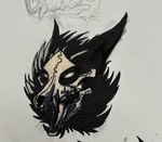 anthro black_body black_fur blind bone decay decomposition disability fur male open_mouth pale pink_tongue skull skull_head teeth tongue white_eyes chaos_agent_(artist) aristel_(chaos_agent) demon skulldog_(species)