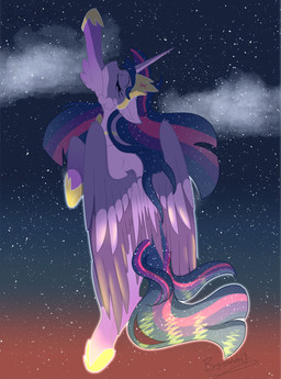 cloud cloudy_sky crown eyes_closed female feral flying headgear horn horseshoe sky solo star starry_sky wings bryonythewolf friendship_is_magic hasbro my_little_pony mythology queen_twilight_(mlp) twilight_sparkle_(mlp) equid equine mammal mythological_creature mythological_equine winged_unicorn