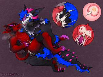 3_eyes andromorph anthro anthro_on_anthro black_body black_fur blue_body blue_fur bodily_fluids bone bone_mask bovid_horn breath breeding_kink caprine_horn claws close-up cum cum_drip cum_dripping_from_penis cum_explosion cum_from_penis cum_inside cum_on_body cumshot curling_toes dripping duo ejaculation feet fur genital_fluids genitals goat_horn happy happy_sex horn impregnation intersex intersex/male male male/male mask multi_eye multicolored_body multicolored_fur notched_ear orgasm ovum penis purple_eyes red_body red_fur romantic romantic_couple sex shaking skull skull_mask spikes teeth trembling x-ray_view mrpanovvy vulpeh mythology celum_(character) psyker_(character) dragon mythological_creature mythological_scalie reptile scalie skulldog_(species) hi_res trans_(lore)