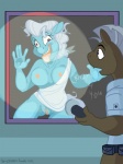 anthro anthrofied being_watched breasts clothing duo female genitals licking looking_at_another male nipples pussy text tongue tongue_out ponyclopsasaurus friendship_is_magic hasbro my_little_pony screw_loose_(mlp) earth_pony equid equine horse mammal pony 2013 3:4 english_text hi_res