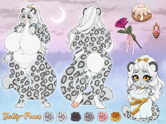 anthro belly big_belly big_breasts breasts chibi closed_smile clothed clothing eyelashes featureless_breasts featureless_crotch female front_view fur grey_body grey_fur hair huge_breasts huge_hips huge_thighs long_hair looking_at_viewer markings mouth_closed navel nude overweight overweight_anthro overweight_female rear_view smile solo spots spotted_arms spotted_legs spotted_markings spotted_tail standing tail tail_markings thick_thighs white_body white_fur white_hair wide_hips yellow_eyes tiggybloom salty-paws felid mammal pantherine snow_leopard hi_res model_sheet