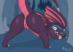 anus ass_up big_butt blush butt cave collar detailed_background female feral genitals jewelry looking_back presenting presenting_hindquarters pussy raised_tail solo spread_legs spreading tail wings onesaucydragon activision mythology spyro_the_dragon cynder dragon mythological_creature mythological_scalie scalie absurd_res hi_res