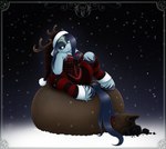 anthro antlers big_breasts black_sclera breasts christmas_clothing christmas_headwear clothed clothing coal female glowing glowing_eyes hair hat headgear headwear holidays hooves horn santa_hat snow solo drxii christmas hasbro my_little_pony ipsywitch krampus equid equine horse mammal pony 2022 digital_media_(artwork) hi_res