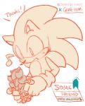 anthro blush clothing dialogue duo footwear gloves handwear holding_character male micro musical_note musical_symbol shoes simple_background size_difference smile symbol text white_background sikai detroit:_become_human sega sonic_the_hedgehog_(series) shadow_the_hedgehog sonic_the_hedgehog eulipotyphlan hedgehog mammal english_text