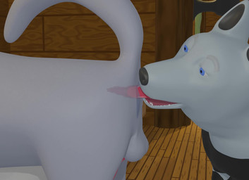 ambiguous_gender anal anal_penetration balls black_nose blue_eyes duo feral genitals grey_body licking male male/ambiguous open_mouth oral penetration rimming rimming_male sex teeth tongue tongue_out corgie2020 canid canine mammal 3d_(artwork) 3d_animation animated blender_(artwork) digital_media_(artwork) loop no_sound short_playtime video