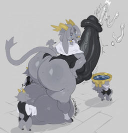 anthro antlers balls big_balls big_breasts big_butt big_penis breasts butt erection fur genitals grey_body grey_fur group gynomorph hair horn huge_balls huge_breasts huge_butt huge_penis hyper hyper_balls hyper_genitalia hyper_penis intersex penis tail trio nanokindred pseudoregalia sybil_(pseudoregalia) bovid caprine goat jackalope lagomorph leporid mammal rabbit hi_res