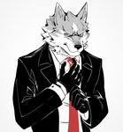 anthro clothed clothing fur male simple_background solo naikuma brand_new_animal studio_trigger shirou_ogami canid canine canis mammal wolf 2020 hi_res