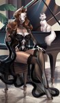 anthro blaze_(marking) blue_eyes breasts brown_body brown_eyes brown_fur brown_hair cleavage clothed clothing crossed_legs facial_markings female fur grand_piano hair head_markings hooves keyboard_instrument legwear lingerie long_hair markings musical_instrument piano robe sitting solo stockings holivi nadira_(airheart) domestic_cat equid equine felid feline felis horse mammal 2025 absurd_res hi_res