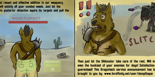4_fingers anal anal_penetration anthro armor black_nose bottle brown_body brown_fur butt cactus cheek_tuft claws clothed clothing container desert dildo dildo_launcher duo exclamation_point facial_tuft fangs fingers flying_dildo fur gesture hair hand_gesture heart_symbol horn knot lube lube_bottle male mane mohawk nipples oblivious onomatopoeia open_mouth outside pauldron pecs penetration plant ranged_weapon rear_view rock rocket_launcher sex_toy shoulder_guards smile sound_effects spiked_armor spikes standing standing_behind surprise_buttsex surprised tactical_gear teeth text thumbs_up tire tongue topless tuft vault_suit weapon loque bad_dragon fallout microsoft mythology duke_(bad_dragon) raider_(fallout) canid canine canis domestic_dog dragon hyena mammal mythological_creature mythological_scalie scalie striped_hyena english_text url