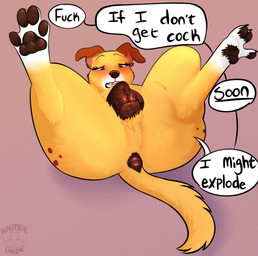 animal_genitalia animal_vulva anus blush bodily_fluids brown_eyes brown_nose brown_pawpads brown_spots canine_genitalia canine_vulva dark_vulva ejaculation eyelashes female female_feral feral fur genital_fluids genitals in_heat long_eyelashes markings pawpads red_vulva solo spots spotted_body spotted_fur spotted_hips tail tail_anus text vaginal_fluids vaginal_squirting vulva yellow_body yellow_fur nauticalcanine martha_speaks martha_lorraine canid canine canis domestic_dog mammal mixed_breed absurd_res english_text hi_res