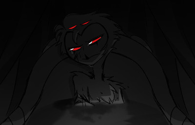 anthro bath bathtub black_background bodily_fluids crying curtains frown hair looking_sideways male red_eyes sad short_hair simple_background solo tears teathekook hellaverse helluva_boss stolas_(helluva_boss) avian bird owl owl_demon hi_res
