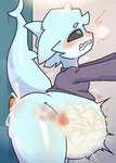 anal anal_penetration anthro black_sclera blue_body blue_eyes bodily_fluids bottomless bottomless_male clothed clothing countershading cum cum_in_ass cum_inflation cum_inside cum_splatter cumshot_in_ass duo emanata from_behind_position genital_fluids genitals glory_hole heart_symbol inflation looking_up male male/male narrowed_eyebrows penetration penile penile_penetration penis penis_in_ass red_penis sex solo_focus standing white_body white_countershading x-ray_view teka77909771 ambiguous_species fish marine shark hi_res
