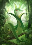 amazing_background ambiguous_gender backlighting branch countershade_face countershading detailed_background feral front_view grass leaf leaf_tail light looking_at_viewer looking_down looking_down_at_viewer nature nature_background plant pupils red_eyes serpentine slit_pupils smile smiling_at_viewer solo tail tree vines day_walker1117 nintendo pokemon generation_5_pokemon pokemon_(species) serperior 2024 absurd_res detailed digital_media_(artwork) hi_res lighting