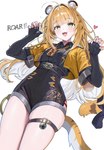 asian_clothing belt black_bottomwear black_clothing black_shorts blonde_hair bottomwear chinese_clothing clothing east_asian_clothing female green_eyes hair shorts simple_background solo stripes white_background white_hair rehystudio mihoyo zenless_zone_zero ju_fufu animal_humanoid felid felid_humanoid humanoid mammal mammal_humanoid pantherine pantherine_humanoid tiger_humanoid 2025 hi_res