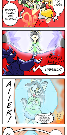 anthro dialogue duo female forced forced_transformation frozen harlee_hotshot inanimate_transformation male punch sculpture snap_zap statue text transformation andetheslayer deer felid feline mammal new_world_deer reindeer absurd_res comic english_text hi_res