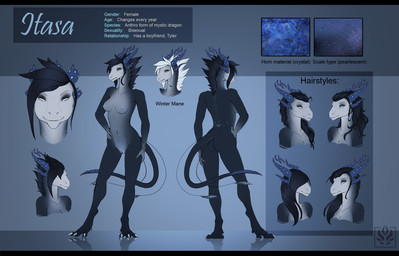 4_toes 5_fingers 6_horns anthro areola biped black_hair black_mane blue_areola blue_background blue_body blue_horn blue_nipples breasts butt claws collarbone countershade_head countershade_neck countershade_torso countershading curvy_figure dewclaw digitigrade eyebrows eyelashes feet female finger_claws fingers floating_horn front_view genitals grey_body hair hand_on_butt hand_on_hip hand_on_own_butt hand_on_own_hip horn logo looking_at_viewer looking_forward mane medium_breasts medium_hair mouth_closed multi_horn navel navel_barbell navel_piercing nipples non-mammal_areolas non-mammal_breasts non-mammal_navel non-mammal_nipples non-mammal_vulva nude piercing pose rear_view simple_background snout snout_from_the_front solo standing stated_gender stated_sexuality tail tapering_tail text thin_tail three-quarter_view toe_claws toes vulva wavy_horn white_claws white_eyes white_face white_hair white_mane jadedragoness european_mythology mythology itasa_(jadedragoness) dragon mythological_creature mythological_scalie scalie western_dragon wingless_dragon 2020 artist_logo artist_name character_name digital_media_(artwork) digital_painting_(artwork) hi_res letterbox model_sheet painting_(artwork) shaded