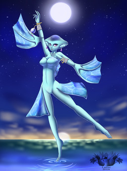 blue_body blue_skin breasts cloud ear_piercing female jewelry moon navel nude nude_female nude_humanoid open_mouth outside piercing pink_eyes sky smile solo star sun water latiar nintendo ocarina_of_time the_legend_of_zelda princess_ruto animal_humanoid aquatic aquatic_humanoid fish fish_humanoid humanoid zora 2014 hi_res