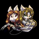 action_pose anthro big_ears duo female hair katana kusarigama long_hair melee_weapon ninja pose red_hair sword toony warrior weapon turkojar felid feline lynx mammal 1:1 alpha_channel hi_res sibling_(lore) sister_(lore) sisters_(lore)