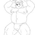 anthro armpit_hair belly biceps blush body_hair bulge clothed clothing elderly fur hairy hat headgear headwear male muscular nipples overweight overweight_male raised_arm shy slightly_chubby solo topless underwear vaggo nintendo warioware polario_(warioware) bear mammal polar_bear ursine 1:1 hi_res monochrome