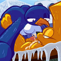 anthro beak blue_body blue_penis bodily_fluids breasts breath breathing butt colored_outline cum cum_on_body cum_on_penis detailed_background duo feet frottage genital_fluids genitals glistening glistening_arms glistening_body glistening_butt glistening_eyes glistening_feet glistening_genitalia glistening_penis gradient_background gradient_sky half-closed_eyes ice icicle looking_pleasured male male/male moobs musk musk_clouds musky_armpit musky_penis narrowed_eyes overweight overweight_male penile penis penises_touching sex simple_background sky smile snow sweat sweaty_breasts sweaty_butt sweaty_ears sweaty_feet sweaty_genitalia sweaty_legs sweaty_thighs white_body yellow_body gammackkk mario_bros nintendo super_mario_64 mips lagomorph leporid mammal penguin_(mario) rabbit 1:1 2025 aliasing digital_media_(artwork) shaded