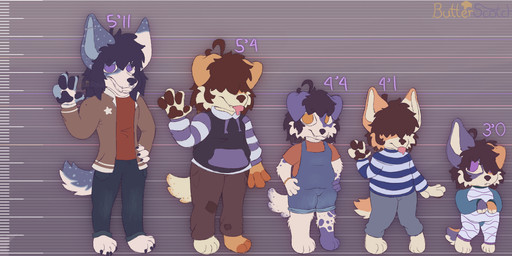 anklet anthro black_hair bodily_fluids bottomwear bracelet brown_hair chart clothed clothing denim denim_bottomwear denim_clothing drooling family fangs floppy_ears fluffy fur group hair height_chart hoodie jacket jeans jewelry long_hair long_sleeves male multicolored_body multicolored_fur onesie overalls pants pointy_ears saliva shirt short_hair short_sleeves slightly_chubby t-shirt teeth topwear white_body white_fur young bwuhterscotch aroni_(bwuhterscotch) kuro_(bwuhterscotch) scotch_(bwuhterscotch) spade_(bwuhterscotch) spur_(bwuhterscotch) border_collie canid canine canis collie domestic_dog herding_dog hybrid mammal mixed_breed old_english_sheepdog pastoral_dog sheepdog absurd_res hi_res model_sheet