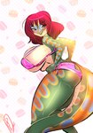 anthro big_breasts biped blush breasts clothed clothing female hair huge_breasts looking_back nipple_outline pink_clothing pink_underwear red_hair skimpy smile solo underwear underwear_only luvon ituri_kabunda_(centauress17) african_viper reptile rhinoceros_viper scalie snake viper 2016 hi_res