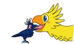 ambiguous_gender beak beak_kiss blue_body blue_eyes blue_feathers blush claws duo extreme_french_kiss feathered_crest feathers feral french_kissing happy head_crest kissing orange_beak red_eyes size_difference tongue tongue_in_mouth white_claws yellow_body yellow_feathers kissybirb128 final_fantasy square_enix crow_(kissybirb128) avian bird chocobo corvid corvus_(genus) crow oscine passerine