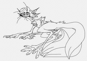 4_ears 4_tails anthro avian_feet bedroom_eyes bird_legs butt feet lying male multi_ear multi_tail narrowed_eyes on_side pawpads seductive slit_penis solo tail whiskers nal_wt nalence_(nal_wt) akutsune avian canid felid hybrid mammal monochrome sketch