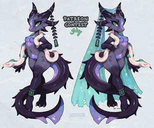 accessory anklet anthro breasts claws dark_nipples female fin furgonomics genitals glistening glistening_body holding_animal horn horn_accessory horn_jewelry jewelry long_tail looking_at_viewer markings multicolored_outline navel nipples nude outline simple_background small_breasts solo spikes tail tail_fin toe_claws two_tone_outline veil vulva white_outline waspsalad aquatic eel fish kobold scalie 2023 hi_res