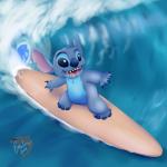 4_fingers 4_toes blue_body blue_claws blue_eyes blue_fur blue_nose chest_tuft claws feet fingers fur happy head_tuft notched_ear open_mouth open_smile smile solo surfboard surfing toes tuft vehicle water watercraft wave thebmeister disney lilo_and_stitch stitch_(lilo_and_stitch) alien experiment_(lilo_and_stitch) 1:1 2018 absurd_res hi_res