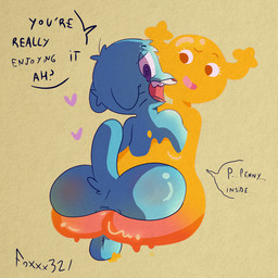 anal anal_penetration anthro balls big_butt blue_body blue_fur butt dialogue duo female female_penetrating fur genitals heart_symbol humanoid_on_anthro looking_back male male/female male_penetrated merging nude open_mouth pattern_background penetration romantic romantic_sex sex simple_background text foxxx321 cartoon_network the_amazing_world_of_gumball gumball_watterson penny_fitzgerald domestic_cat fairy felid feline felis humanoid mammal 1:1 2018 digital_media_(artwork) english_text hi_res signature