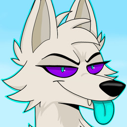 anthro blue_tongue fur male purple_eyes solo tongue white_body white_fur denysl erto 1:1 headshot_portrait hi_res portrait