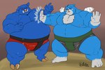 anthro asian_clothing belly blue_body blue_fur clothing duo east_asian_clothing fur humanoid_hands japanese_clothing male mawashi moobs nipples overweight overweight_male sumo underwear wings deadanthro nintendo oracle_of_ages oracle_of_seasons the_legend_of_zelda ganon moosh mammal suid suine sus_(pig) wild_boar 2020 absurd_res hi_res