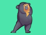 anthro belly big_belly biped black_body black_fur black_nose fur green_background multicolored_body multicolored_fur overweight simple_background solo two_tone_body two_tone_fur lentejota6 bear mammal short-faced_bear spectacled_bear 2021 4:3 hi_res