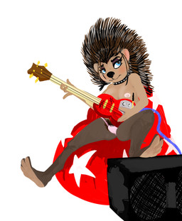 3_toes 4_fingers amplifier anthro anthrofied areola bass_guitar biped blue_eyes breasts camel_toe clothed clothed_anthro clothed_female clothing collar eyebrows eyelashes eyeshadow feet female fingers guitar holding_bass holding_guitar holding_musical_instrument holding_object makeup mouth_closed musical_instrument panties philtrum plantigrade playing_guitar playing_music plucked_string_instrument pubes quill_hair quills_(anatomy) shortstack shortstack_female solo string_instrument striped_quills studded_collar studs toes topless underwear unknown_artist illumination_entertainment sing_(movie) ash_(sing) crested_porcupine mammal old_world_porcupine porcupine rodent hi_res