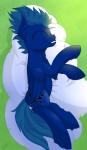 blue_body blue_feathers blue_fur blue_hair cutie_mark equid equine fan_character feathered_wings feathers feral fur grass hair hasbro hi_res hooves lying male mammal my_little_pony mythological_creature mythological_equine mythology orangejuicerus pegasus plant sleeping smile solo wings