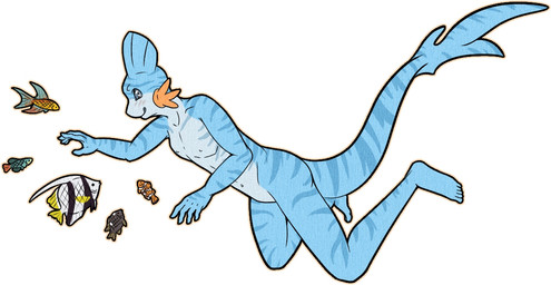5_fingers 5_toes ambiguous_gender anthro biped black_body black_scales blue_body blue_skin featureless_crotch feet feral fin fingers grey_eyes group humanoid_feet humanoid_hands long_tail looking_at_another male no_sclera orange_body orange_outline orange_scales outline plantigrade pokemorph reaching_towards_another scales simple_background size_difference solo_focus stripes tail tail_fin teal_body teal_scales toes white_background white_body white_scales yellow_body yellow_scales amagomasu nintendo pokemon kippy_the_sharkip aquatic clownfish fish generation_3_pokemon hybrid mudkip pokemon_(species) pomacentrid requiem_shark shark tiger_shark 2015