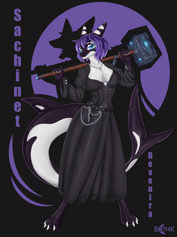 altered_shadow anthro big_breasts biped black_clothing black_dress blue_eyes breasts chain claws clothed clothing corset dress ears_up female front_view fully_clothed gem glowing glowing_eyes hair hammer jewelry lingerie looking_at_viewer magic_user magic_weapon multicolored_body non-mammal_breasts paws pose poster purple_body shadow shark_tail smile solo standing teeth text tools topwear two_tone_body warhammer weapon white_body yoke_pose blen4k dungeons_and_dragons hasbro inura wizards_of_the_coast sachinet aquatic cetacean dolphin mammal oceanic_dolphin orca toothed_whale 3:4 absurd_res digital_media_(artwork) full-length_portrait hi_res portrait purple_theme