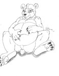 anthro bedroom_eyes belly big_belly blush breasts butt claws female looking_at_viewer narrowed_eyes navel obese obese_anthro obese_female overweight overweight_anthro overweight_female panda_tail paws seductive short_tail smile smiling_at_viewer solo tail tail_between_legs toe_claws tongue tongue_out jimfoxx hasbro littlest_pet_shop littlest_pet_shop_(2012) penny_ling bear giant_panda mammal 2018 black_and_white hi_res monochrome sketch